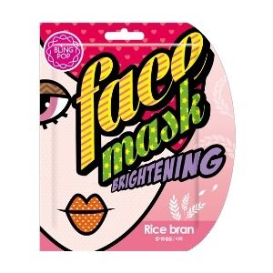 opakowanie maski rozświtlającej bling pop na białym tle, opakowanie jest bardzo kolorowe z widocznym zarysem twarzy