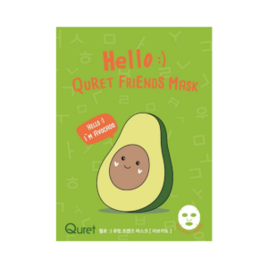 quret odżywcza maska w płachcie z awokado w zielonym opakowaniu przedstawiona na białym tle