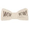 wow! beżowa opaska do włosów z brązowym haftem WOW! przedstawiona na białym tle