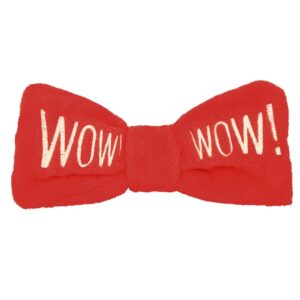 wow! czerwona opaska do włosów z kokardą przedstawiona na białym tle