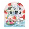 Look At Me intensywnie nawilżająca maska w płachcie z arbuzem w opakowaniu z panią w pontonie przedstawiona na białym tle