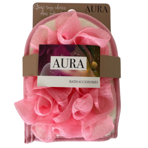 Myjka do kąpieli z gąbką różową. Aura