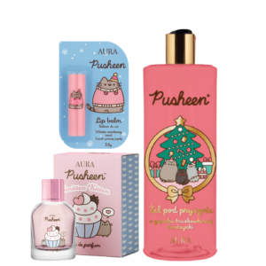 Pusheen Zestaw Świąteczny – Perfumy 50 ml, Pomadka, Żel 🎁 Prezent