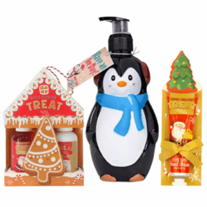 Zestaw kosmetyków świątecznych – Pingwin + Mikołaj + Piernikowy Domek