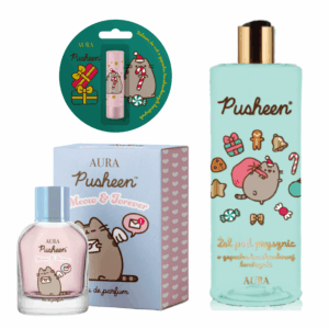 Pusheen Zestaw Świąteczny – Perfumy 50 ml, Pomadka, Żel Smitten Kitten
