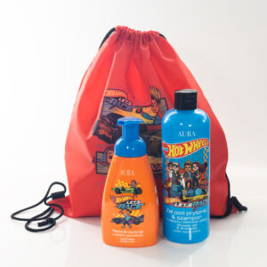 HOT WHEELS Zestaw Prezentowy Worek + Żel pod Prysznic 500 ml + Pianka do Rąk 200 ml – Prezent dla Chłopca, Miłośnika Samochodów