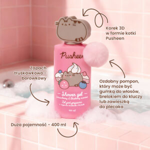 Pusheen Żel pod Prysznic Truskawkowo-Borówkowy | Nawilżający | Urocza Butelka