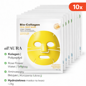 Zestaw 10x Maska Hydrożelowa Kolagenowa Witamina C Nawilżająca Rozświetlająca all'AURA