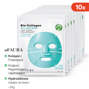 Zestaw 10x Maska hydrożelowa kolagen peptydy Centella nawilżająca  all'AURA