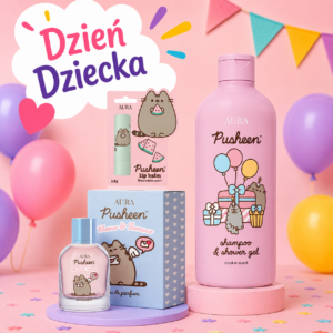 PUSHEEN Zestaw Prezentowy na Dzień Dziecka – Perfumy 50 ml, Pomadka, Żel pod Prysznic 500 ml