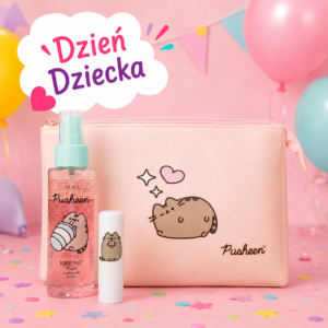 Pusheen Zestaw Pielęgnacyjny – Kosmetyczka + Mgiełka do Ciała + Pomadka do Ust