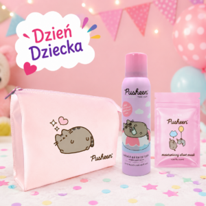 PUSHEEN Zestaw Pielęgnacyjny w Kosmetyczce – Pianka do Kąpieli + Maska w Płachcie 