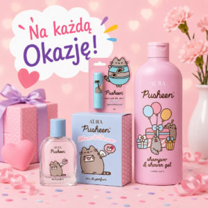 PUSHEEN Zestaw Prezentowy – Perfumy 50 ml, Pomadka, Żel pod Prysznic 500 ml